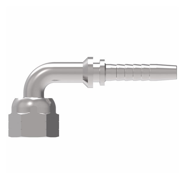 24291-08-08H41ZF Winner by Danfoss | Female ORS Swivel 90° Elbow 2-Piece Hose Crimp Fitting (41mm Drop) | -08 Female O-Ring Face Seal Swivel x -08 Hose Barb | Steel