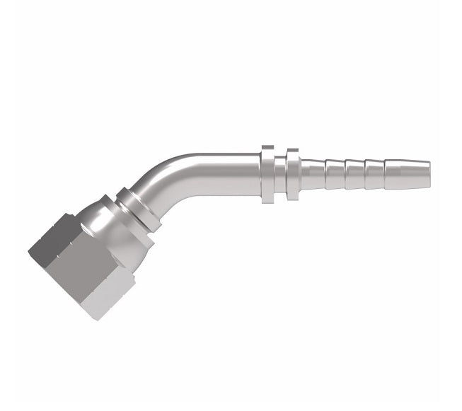 26741-08-08ZF Winner by Danfoss | Female JIC 37° Swivel 45° Elbow 2-Piece Hose Crimp Fitting | -08 Female JIC 37° Swivel x -08 Hose Barb | Steel
