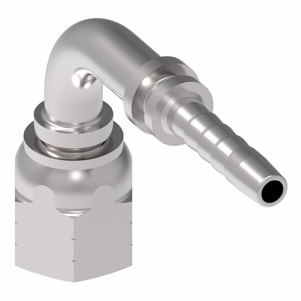 26791-04-04ZF Winner by Danfoss | Female JIC 37° Swivel 90° Elbow 2-Piece Hose Crimp Fitting | -04 Female JIC 37° Swivel x -04 Hose Barb | Steel