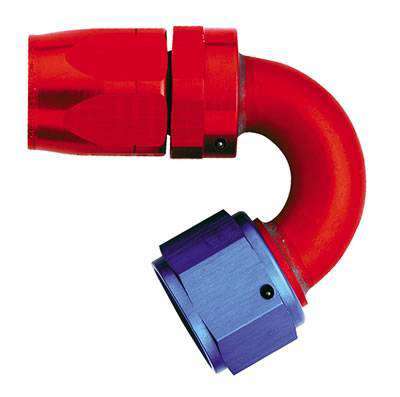 FBM4056 (FCM4056) Eaton Aeroquip® -16 Reusable S.A.E. 37° (JIC/AN) Swivel 150° Elbow Fitting - Red/Blue Anodized Aluminum