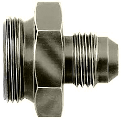 FBE2114 (FCE2114) Eaton Aeroquip® Fuel System Carburetor Adapter: -06 Holley Dual Feed 750 through Dominator 1350 Series and Quadrajet up to 1974 with 7/8-20 thread - Nickel-Plated Aluminum