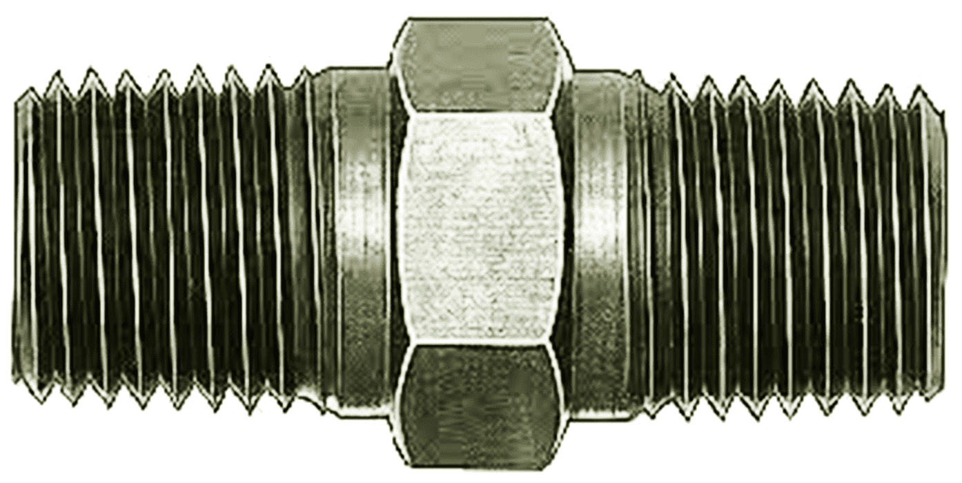 FBE2132 (FCE2132) Eaton Aeroquip® 1/8" Male Pipe x 1/8" Male Pipe Nipple Straight Adapter - Nickel-Plated Aluminum