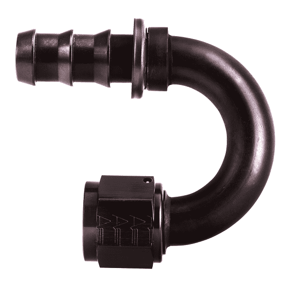 FBL1563 (FCL1563) Eaton Aeroquip® -08 SOCKETLESS™ S.A.E. 37° (JIC/AN) 180° Elbow Fitting - Black Anodized Aluminum