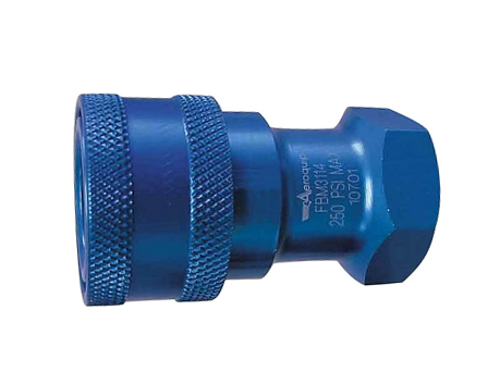 FBM3114 Eaton Aeroquip® Quick-Disconnect Radiator/Cooling Refill Coupling - 1/2" Female Thread - Blue Anodized Aluminum