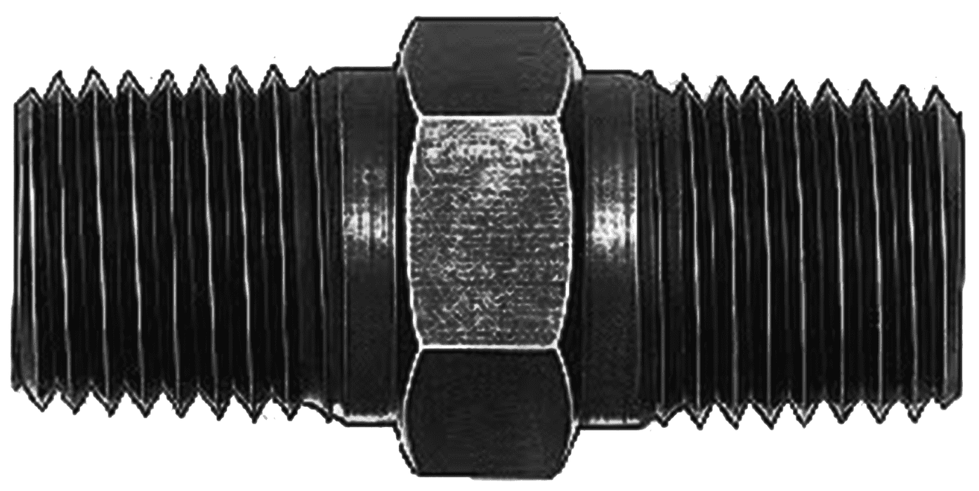 FBM5134 (FCM5134) Eaton Aeroquip® 3/8" Male Pipe x 3/8" Male Pipe Nipple Straight Adapter - Black Anodized Aluminum