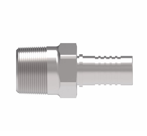 FC3680-0606S Aeroquip by Danfoss | Male Pipe PTFE Crimp Fitting | FC Series | Nipple Assembly | -06 Male Pipe x -06 Hose Barb | Steel