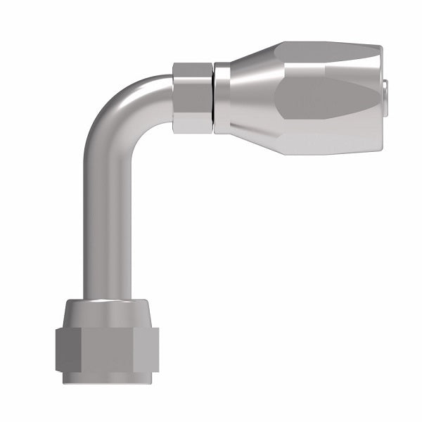 FC5142-0404S Aeroquip by Danfoss | 2 Wire Hi-Pac Female 37° JIC Swivel Long Drop 90° Elbow Reusable Hose Fitting for Braided Hydraulic Hose | FC Series | -04 Female 37° JIC Swivel -04 Reusable Hose End | Steel