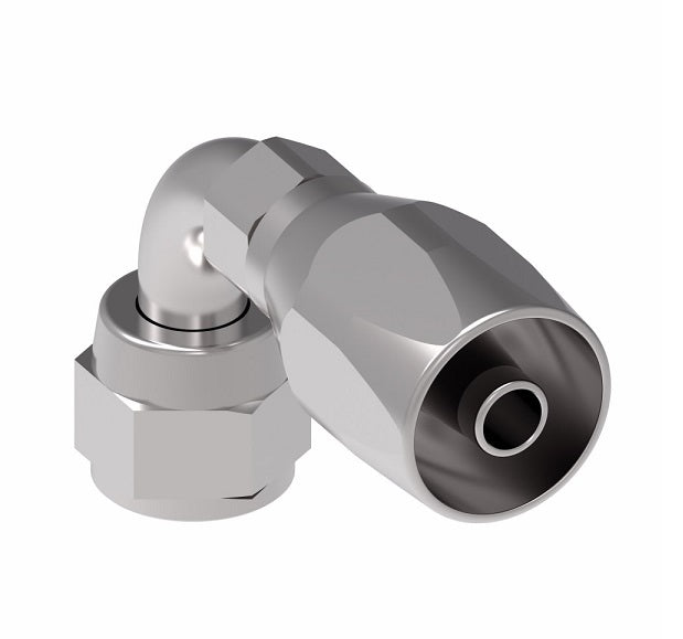 FC5143-0606S Aeroquip by Danfoss | 2 Wire Hi-Pac Female 37° JIC Swivel Short Drop 90° Elbow Reusable Hose Fitting for Braided Hydraulic Hose | FC Series | -06 Female 37° JIC Swivel -06 Reusable Hose End | Steel
