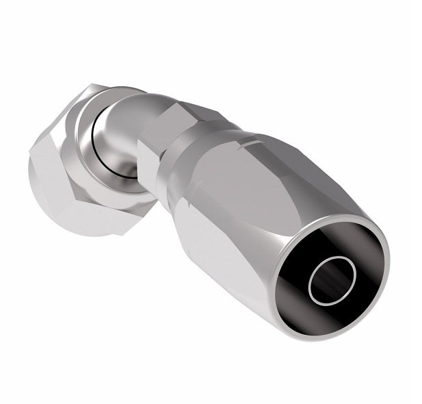 FC5144-1212S Aeroquip by Danfoss | 2 Wire Hi-Pac Female 37° JIC Swivel 45° Elbow Reusable Hose Fitting for Braided Hydraulic Hose | FC Series | -12 Female 37° JIC Swivel x -12 Reusable Hose End | Steel