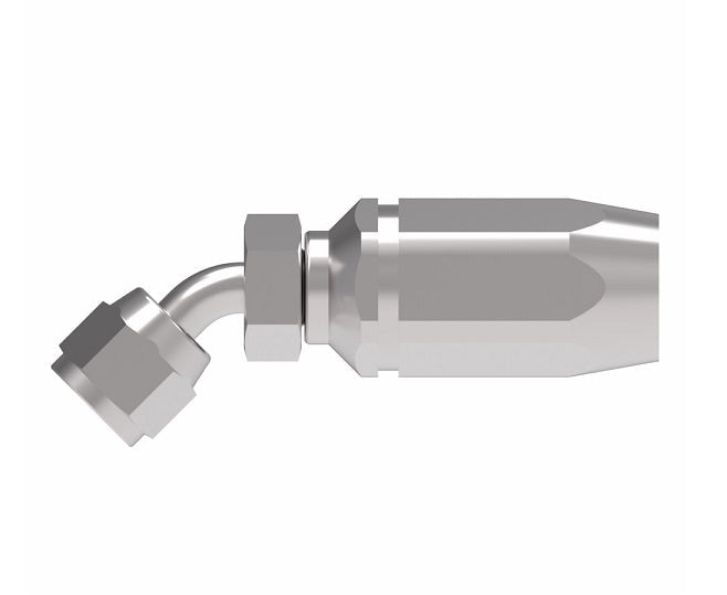 FC5990-0404S Aeroquip by Danfoss | Female 37° JIC Swivel 45° Elbow 100R2 TTC Reusable Hose Fitting | FC Series | -04 Female 37° JIC Swivel x -04 Reusable Hose End | Steel