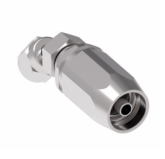 FC5990-0404S Aeroquip by Danfoss | Female 37° JIC Swivel 45° Elbow 100R2 TTC Reusable Hose Fitting | FC Series | -04 Female 37° JIC Swivel x -04 Reusable Hose End | Steel