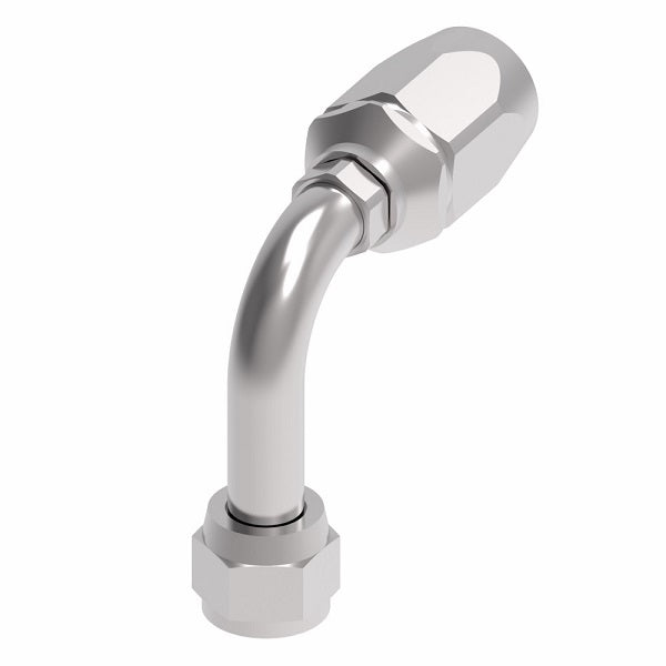 FC5991-0606S Aeroquip by Danfoss | Female 37° JIC Swivel Long Drop 90° Elbow 100R2 TTC Reusable Hose Fitting | FC Series | -06 Female 37° JIC Swivel x -06 Reusable Hose End | Steel