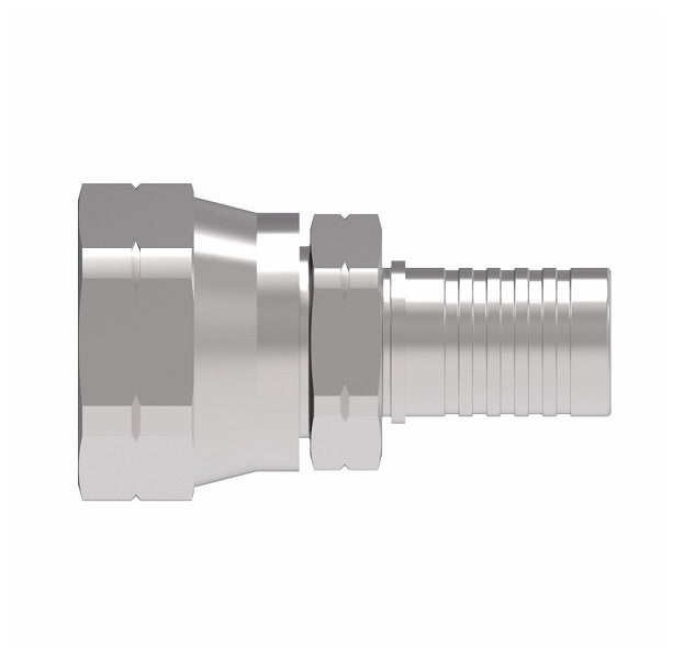 FC6216-0404S Aeroquip by Danfoss | Female SAE 45° Swivel PTFE Crimp Fitting | FC Series | Nipple Assembly | -04 Female SAE 45° Swivel x -04 Hose Barb | Steel