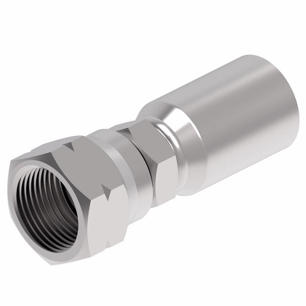 FC7216-0404S Aeroquip by Danfoss | Female SAE 45° Swivel PTFE Crimp Fitting | FC Series | Complete Fitting | -04 Female SAE 45° Swivel x -04 Hose Barb | Steel