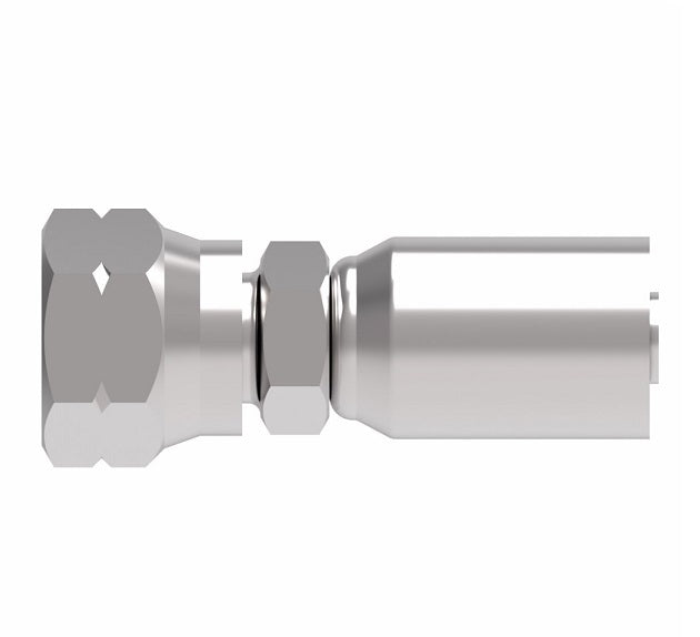 FC7216-0404S Aeroquip by Danfoss | Female SAE 45° Swivel PTFE Crimp Fitting | FC Series | Complete Fitting | -04 Female SAE 45° Swivel x -04 Hose Barb | Steel