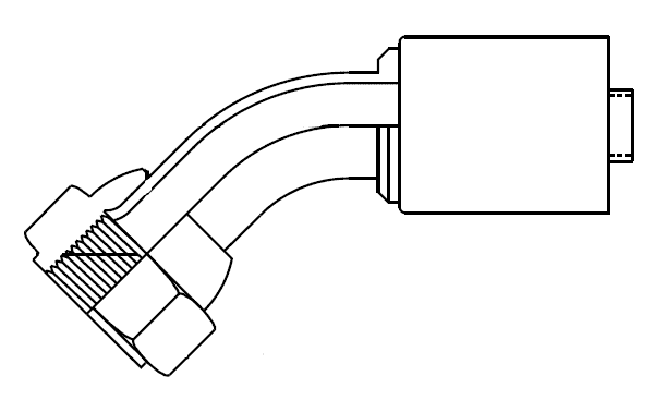 FC6220-1010S PTFE Crimp Fitting SAE 45 Degree Swivel Universal 45 Degree Elbow Fitting Nipple Assembly - Steel
