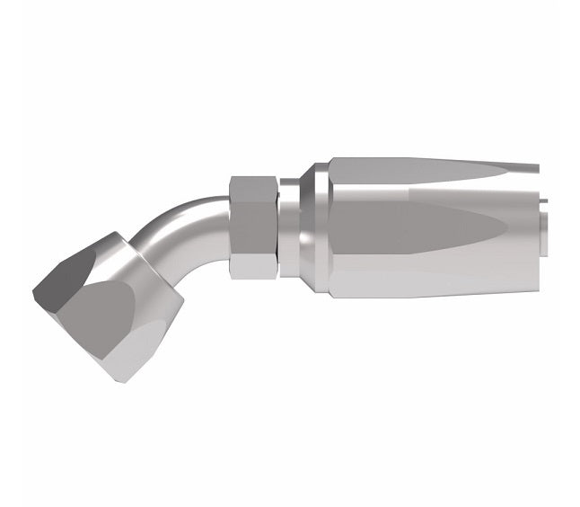 FC7990-0404S Aeroquip by Danfoss | 1 Wire TTC Female 37° JIC Swivel 45° Elbow 100R1 Style Reusable Hose Fitting for Braided Hydraulic Hose | FC Series | -04 Female 37° JIC Swivel x -04 Reusable Hose End | Steel
