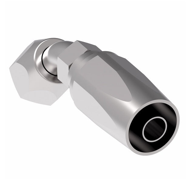FC7990-1616S Aeroquip by Danfoss | 1 Wire TTC Female 37° JIC Swivel 45° Elbow 100R1 Style Reusable Hose Fitting for Braided Hydraulic Hose | FC Series | -16 Female 37° JIC Swivel x -16 Reusable Hose End | Steel