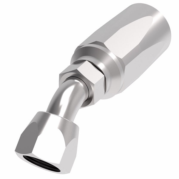 FC7990-0808S Aeroquip by Danfoss | 1 Wire TTC Female 37° JIC Swivel 45° Elbow 100R1 Style Reusable Hose Fitting for Braided Hydraulic Hose | FC Series | -08 Female 37° JIC Swivel x -08 Reusable Hose End | Steel