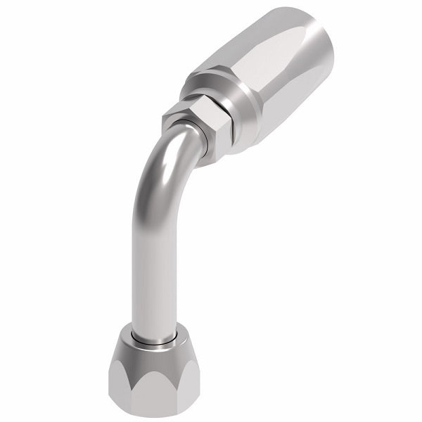 FC7991-1212S Aeroquip by Danfoss | 1 Wire TTC Female 37° JIC Swivel Long Drop 90° Elbow 100R1 Style Reusable Hose Fitting for Braided Hydraulic Hose | FC Series | -12 Female 37° JIC Swivel x -12 Reusable Hose End | Steel