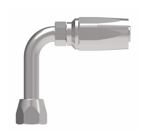 FC7991-1212S Aeroquip by Danfoss | 1 Wire TTC Female 37° JIC Swivel Long Drop 90° Elbow 100R1 Style Reusable Hose Fitting for Braided Hydraulic Hose | FC Series | -12 Female 37° JIC Swivel x -12 Reusable Hose End | Steel