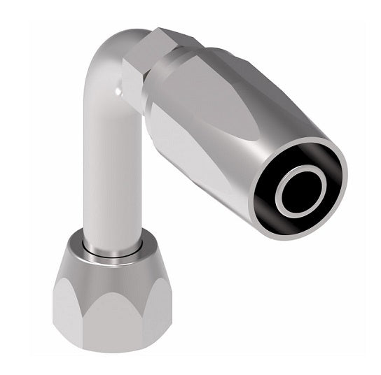 FC7991-1212S Aeroquip by Danfoss | 1 Wire TTC Female 37° JIC Swivel Long Drop 90° Elbow 100R1 Style Reusable Hose Fitting for Braided Hydraulic Hose | FC Series | -12 Female 37° JIC Swivel x -12 Reusable Hose End | Steel