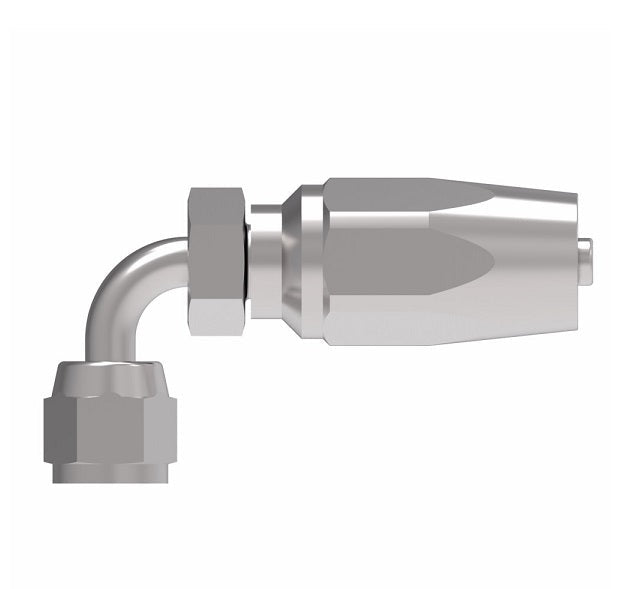 FC7992-0606S Aeroquip by Danfoss | 1 Wire TTC Female 37° JIC Swivel Short Drop 90° Elbow 100R1 Style Reusable Hose Fitting for Braided Hydraulic Hose | FC Series | -06 Female 37° JIC Swivel x -06 Reusable Hose End | Steel