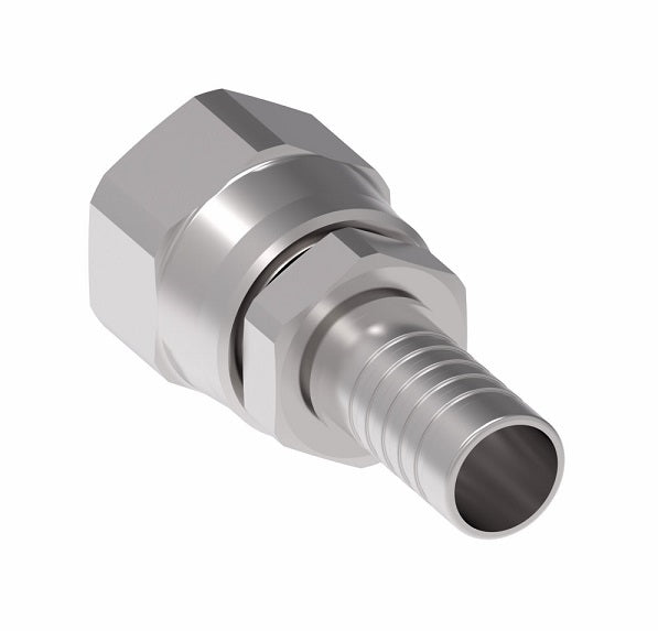 FC8779-1212-333 Aeroquip by Danfoss | Female 37° JIC Swivel PTFE Crimp Fitting | FC Series | Nipple Assembly | -12 Female 37° JIC Swivel x -12 Hose Barb | Stainless Steel