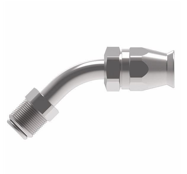 FC9063-0606S Aeroquip by Danfoss | Male SAE Inverted Flare 45° Elbow Super Gem PTFE Reusable Hose Fitting | FC Series | -06 SAE Male SAE Inverted Flare x -06 Reusable Hose End | Steel