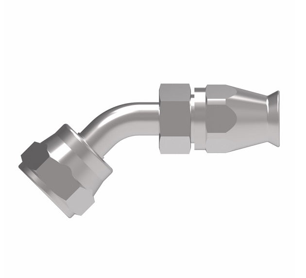 FC9341-1212S Aeroquip by Danfoss | Female SAE 45° Swivel 45° Elbow Super Gem PTFE Reusable Hose Fitting | FC Series | -12 Female SAE 45° Swivel x -12 Reusable Hose End | Steel