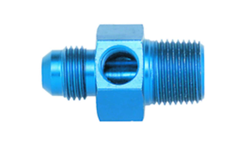 FBM2279 (FCM2279) Eaton Aeroquip® -08 Male AN x 3/8" Male Pipe Straight Pressure Gauge Adapter - Blue Anodized Aluminum