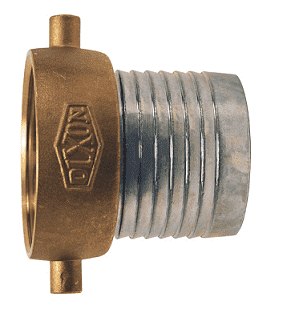 FCSB125 Dixon 1-1/4" Steel King Short Shank Suction Female Coupling with NPSM Thread (Plated Steel Shank with Brass Nut)