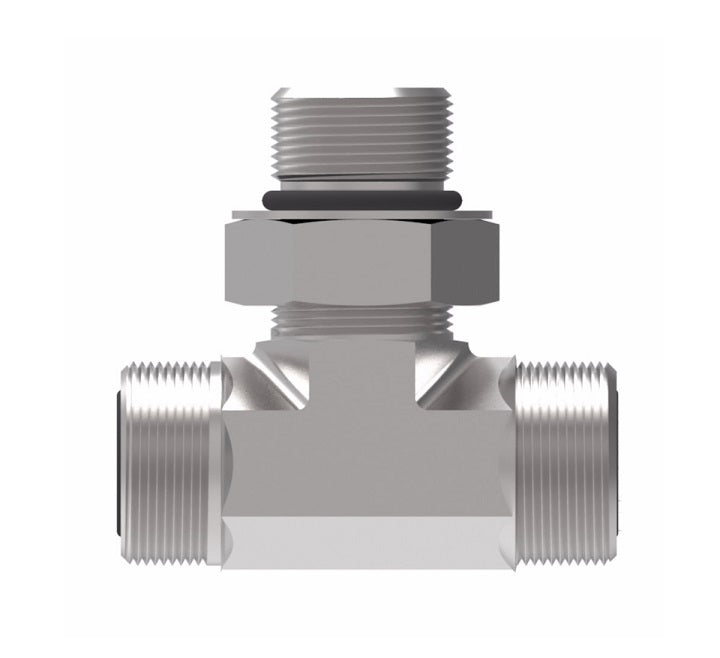 FF1861T0404S Aeroquip by Danfoss | ORS/ORS/SAE O-Ring Boss (adj.) Branch Tee Adapter | -04 Male O-Ring Face Seal x -04 Male O-Ring Face Seal x -04 Male SAE O-Ring Boss | Steel