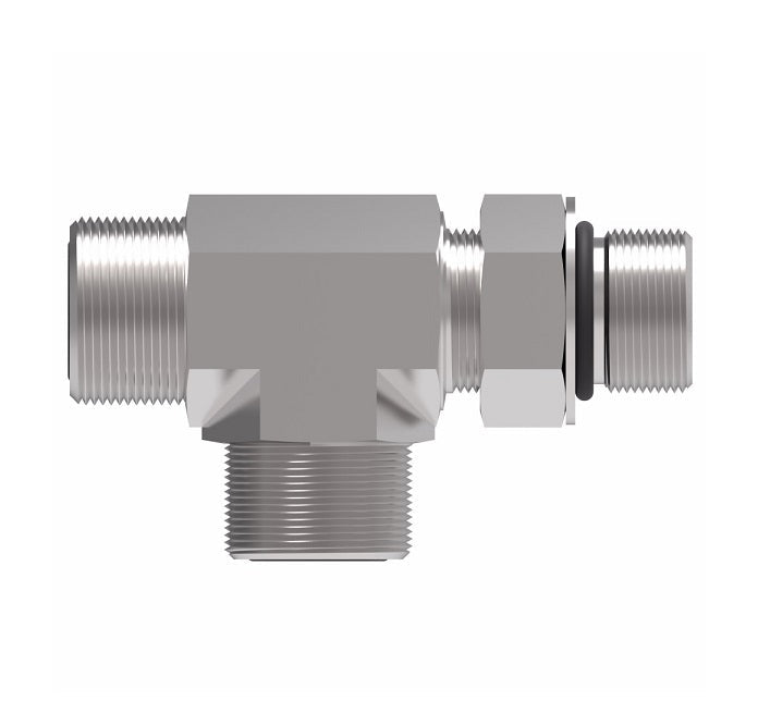 FF1865T0808S Aeroquip by Danfoss | ORS/ORS/SAE O-Ring Boss (adj.) Run Tee Adapter | -08 Male O-Ring Face Seal x -08 Male O-Ring Face Seal x -08 Male SAE O-Ring Boss | Steel