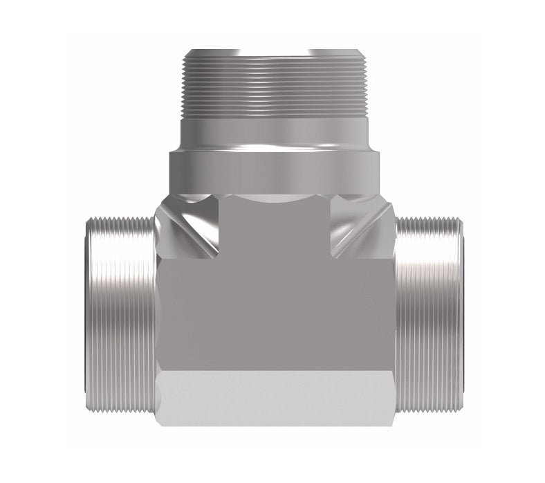 FF2001T0806S Aeroquip by Danfoss | ORS/ORS/Male NPTF Branch Tee Adapter | -08 Male O-Ring Face Seal x -08 Male O-Ring Face Seal x -06 Male NPTF | Steel