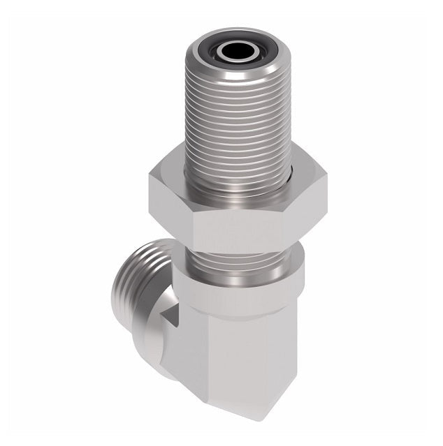 FF2030T0606S Aeroquip by Danfoss | ORS Male/ORS Male 90° Elbow Bulkhead Adapter | -06 Male O-Ring Face Seal x -06 Male O-Ring Face Seal | Steel