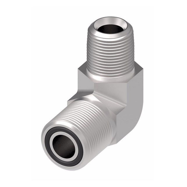 FF2032T0402S Aeroquip by Danfoss | ORS/Male NPTF 90° Elbow Adapter | -04 Male O-Ring Face Seal x -02 Male NPTF | Steel