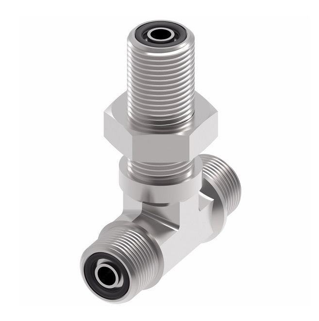 FF2033T1616S Aeroquip by Danfoss | ORS Male/ORS Male/ORS Male Bulkhead Branch Tee Adapter | -16 Male O-Ring Face Seal x -16 Male O-Ring Face Seal x -16 Male O-Ring Face Seal | Steel