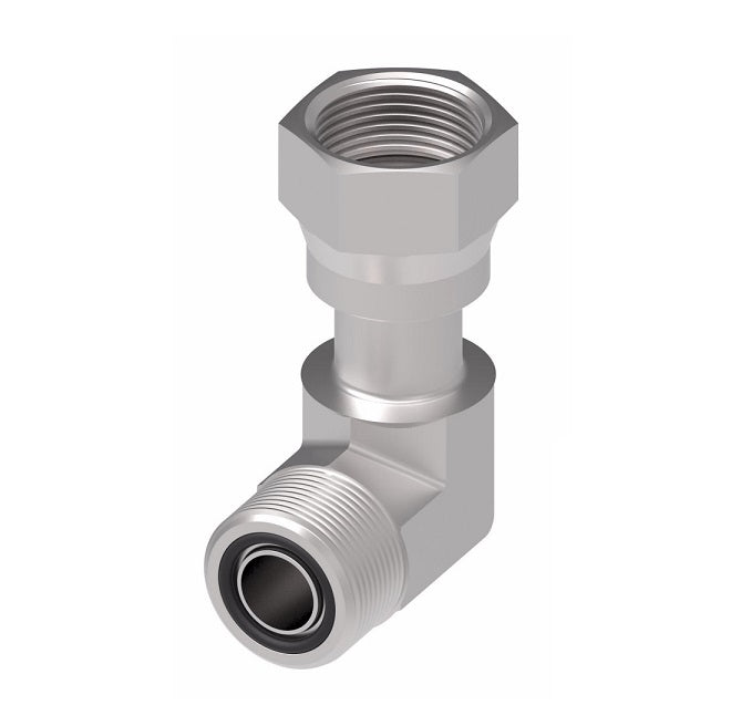 FF2098T2020S Aeroquip by Danfoss | ORS Male/ORS Female 90° Elbow Adapter | -20 Male O-Ring Face Seal x -20 Female O-Ring Face Seal | Steel