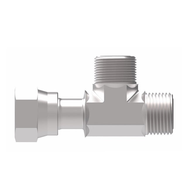 FF2114T0606S Aeroquip by Danfoss | ORS Male/ORS Male/ORS Female Run Tee Adapter | -06 Male O-Ring Face Seal x -06 Male O-Ring Face Seal x -06 Female O-Ring Face Seal | Steel