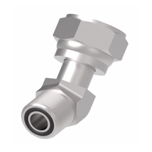 FF2133T0808S Aeroquip by Danfoss | ORS Male/ORS Female 45° Elbow Adapter | -08 Male O-Ring Face Seal x -08 Female O-Ring Face Seal | Steel