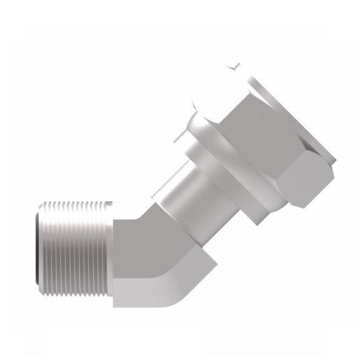 FF2133T0808S Aeroquip by Danfoss | ORS Male/ORS Female 45° Elbow Adapter | -08 Male O-Ring Face Seal x -08 Female O-Ring Face Seal | Steel