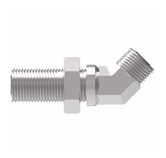 FF2144T0404S Aeroquip by Danfoss | ORS Male/ORS Male 45° Elbow Bulkhead Adapter | -04 Male O-Ring Face Seal x -04 Male O-Ring Face Seal | Steel