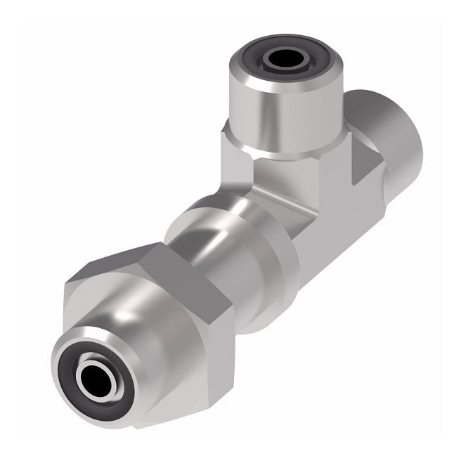 FF2174T0606S Aeroquip by Danfoss | ORS Male/ORS Male/ORS Male Bulkhead Run Tee Adapter | -06 Male O-Ring Face Seal x -06 Male O-Ring Face Seal x -06 Male O-Ring Face Seal | Steel