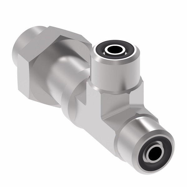 FF2174T0606S Aeroquip by Danfoss | ORS Male/ORS Male/ORS Male Bulkhead Run Tee Adapter | -06 Male O-Ring Face Seal x -06 Male O-Ring Face Seal x -06 Male O-Ring Face Seal | Steel