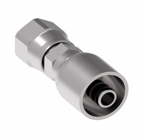 FJ3114-0405S Aeroquip by Danfoss | Female 37° JIC Swivel 100R5 Crimp Fitting | FJ Series | -06 Female 37° JIC Swivel x -04 Hose Barb | Steel