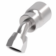 FJ3243-0404S Aeroquip by Danfoss | Female Universal Swivel 45° Elbow 100R5 Crimp Fitting | FJ Series | -04 Female JIC Swivel (Also Couples w/ SAE 45° Flare) x -04 Hose Barb | Steel