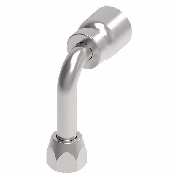 FJ3245-0808S Aeroquip by Danfoss | Female Universal Swivel Long Drop 90° Elbow 100R5 Crimp Fitting | FJ Series | -08  Female JIC Swivel (Also Couples w/ SAE 45° Flare) x -08 Hose Barb | Steel
