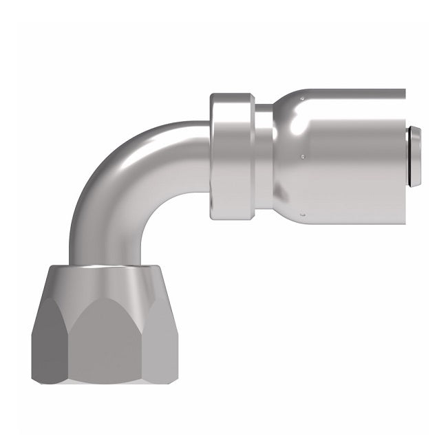 FJ3250-1212S Aeroquip by Danfoss | Female 37° JIC Swivel 90° Elbow 100R5 Crimp Fitting | FJ Series | -12 Female 37° JIC Swivel x -12 Hose Barb | Steel