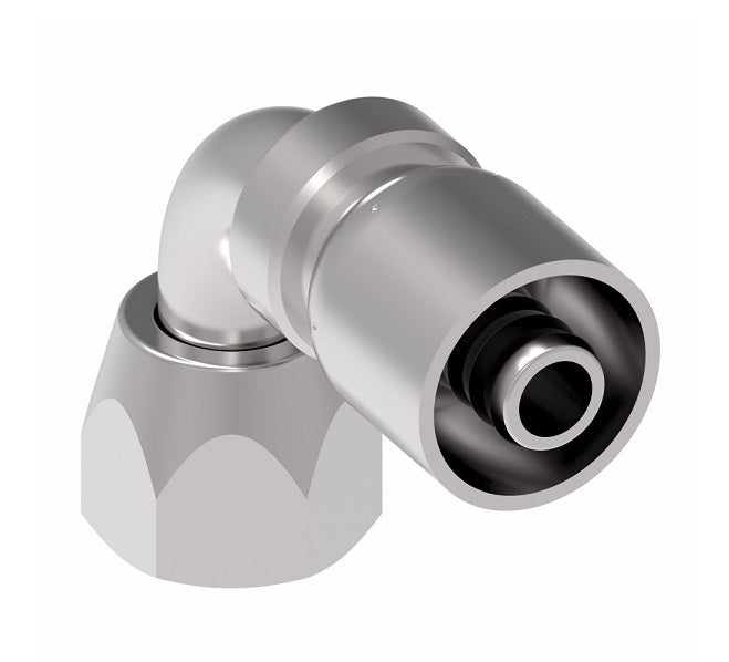 FJ3250-1212S Aeroquip by Danfoss | Female 37° JIC Swivel 90° Elbow 100R5 Crimp Fitting | FJ Series | -12 Female 37° JIC Swivel x -12 Hose Barb | Steel